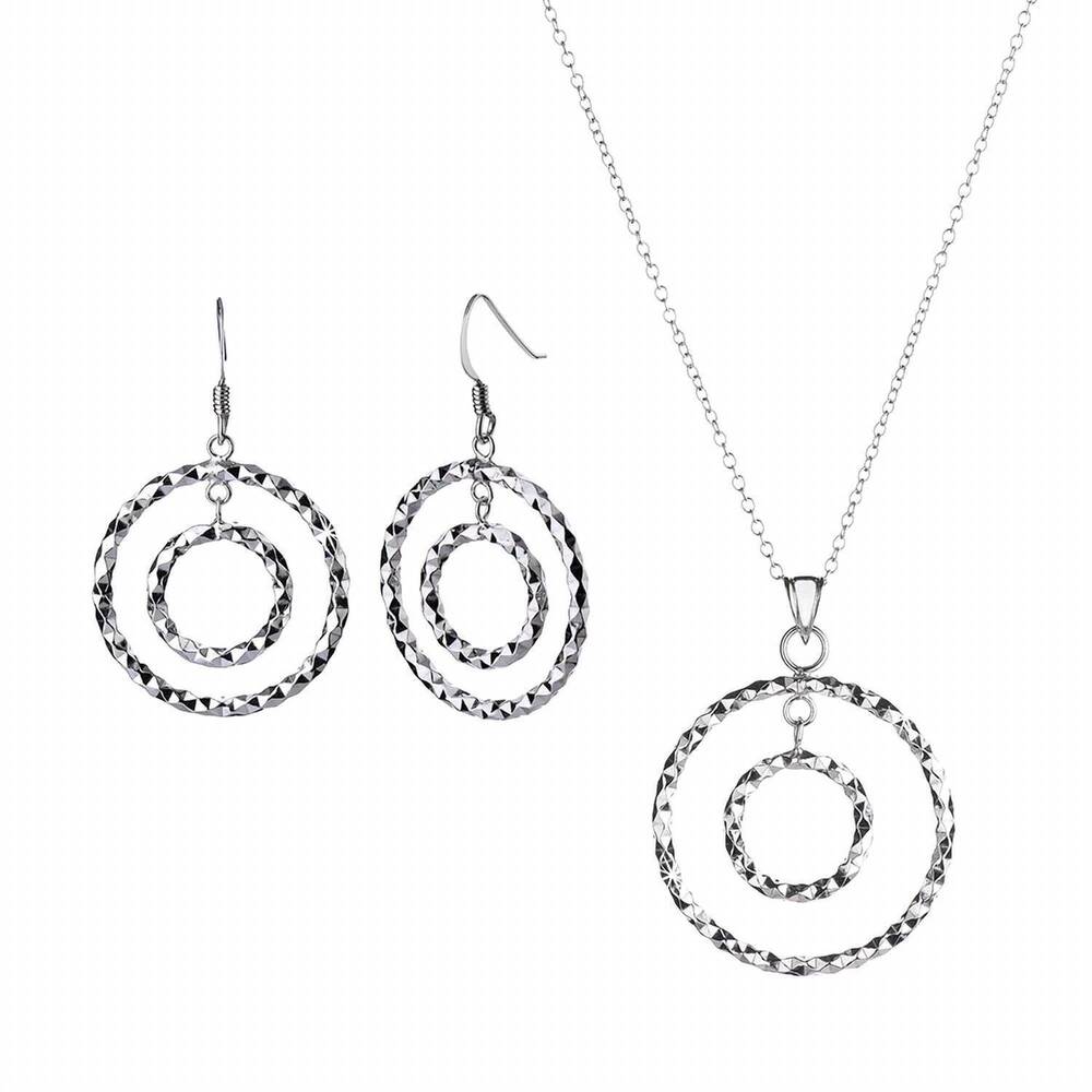 NEW GOLD & HONEY women's circle drop hoop earrings and pendant necklace set in s